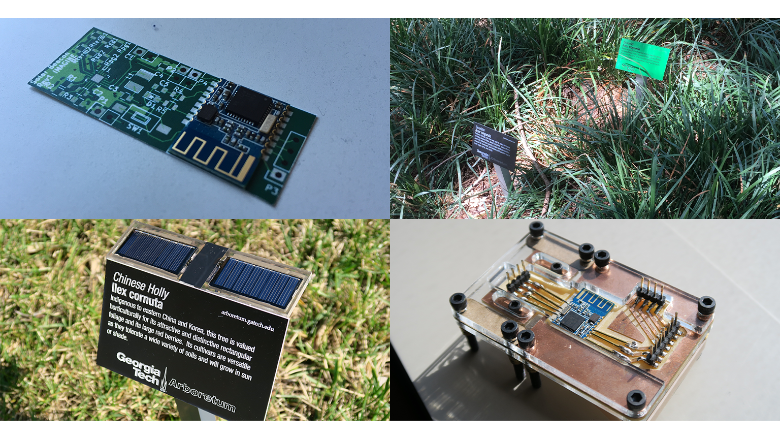 4 images of prototypes of the ibeacon tag