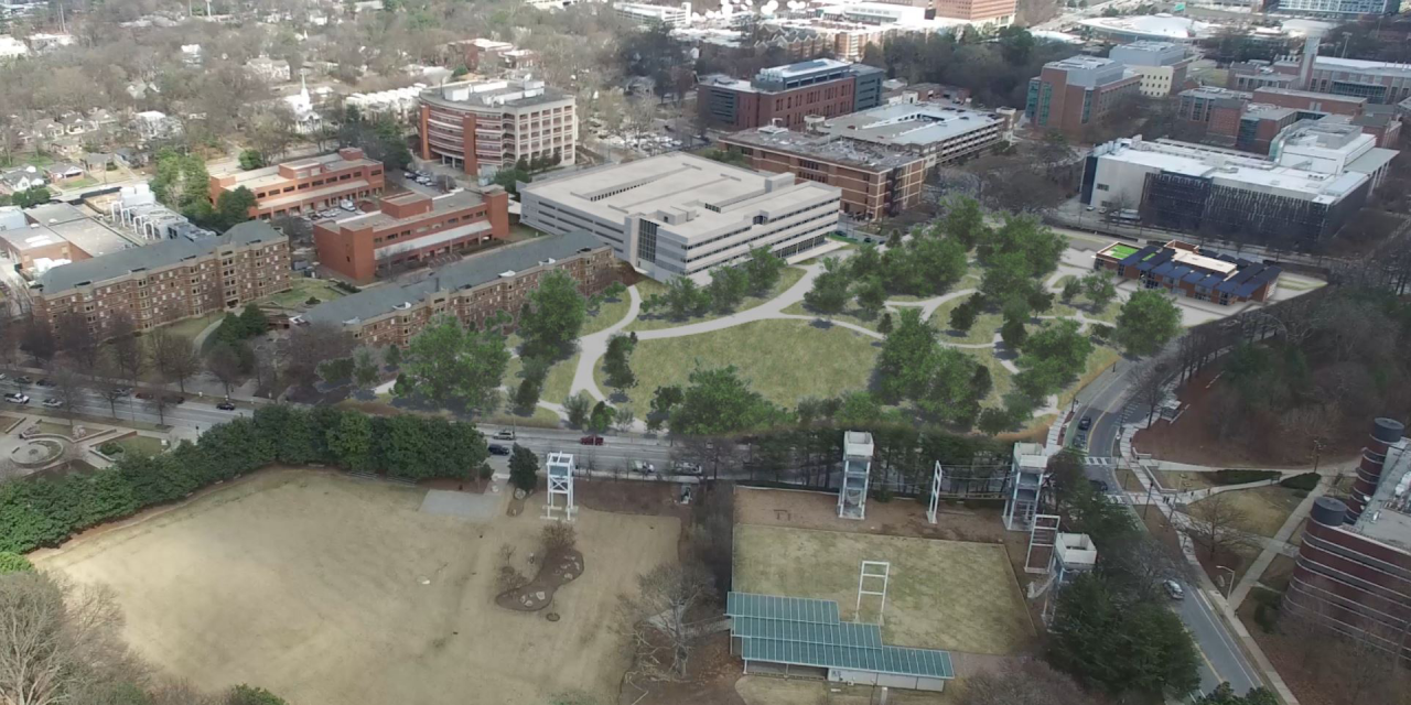 Aerial view of the ecocommons 