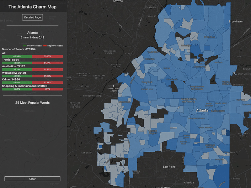 A screen shot of the Atlanta's Charming Neighborhoods tool.