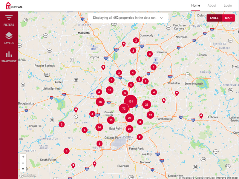 A screen shot of the HouseATL Data Collective tool.