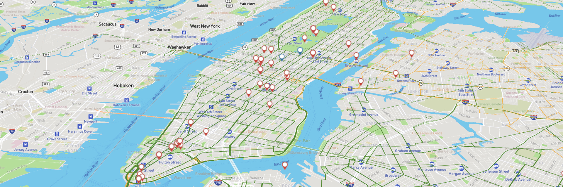 A screen shot of an interactive map and tool for measuring transit.