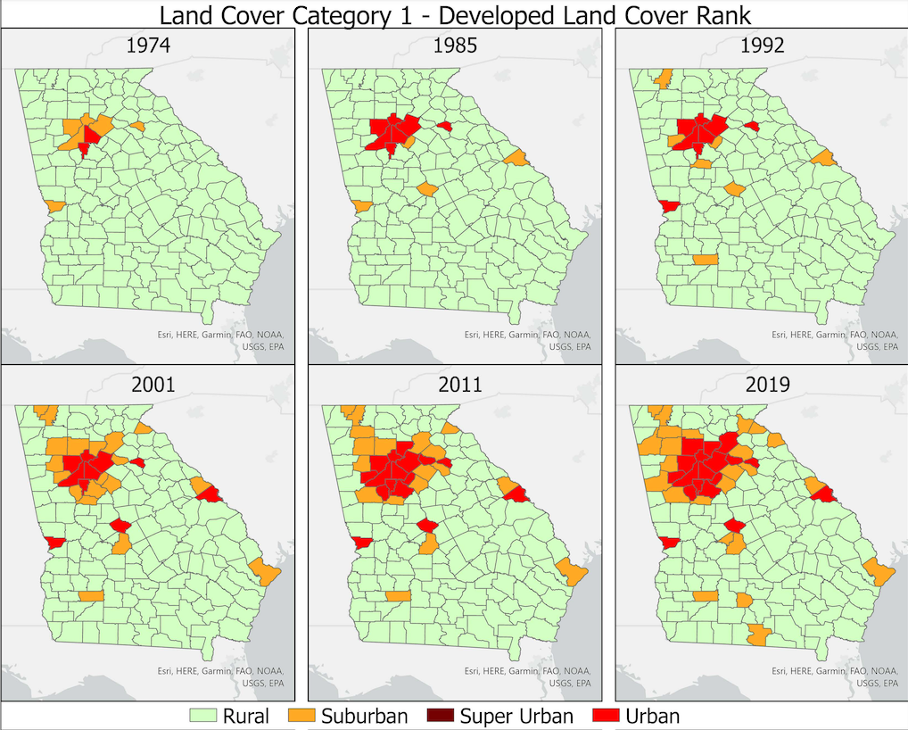 50 year land coverage change map